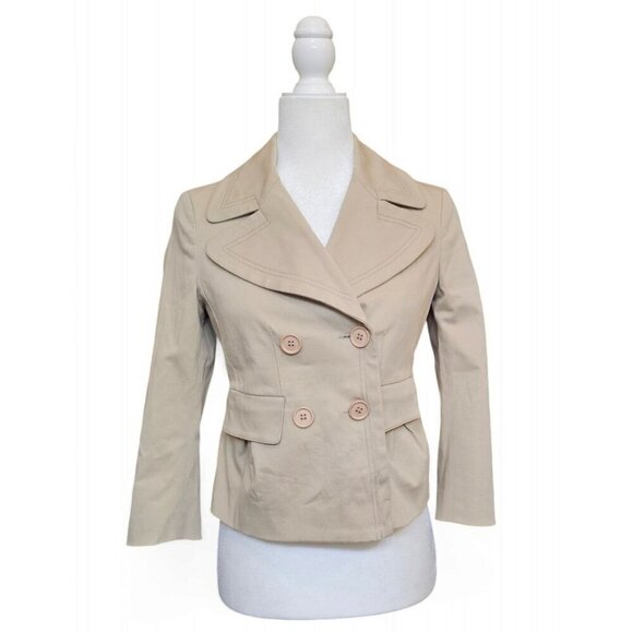 NWT PINKO pavida caban tan beige short 3/4 sleeve jacket made in Italy size 6 - Picture 1 of 12